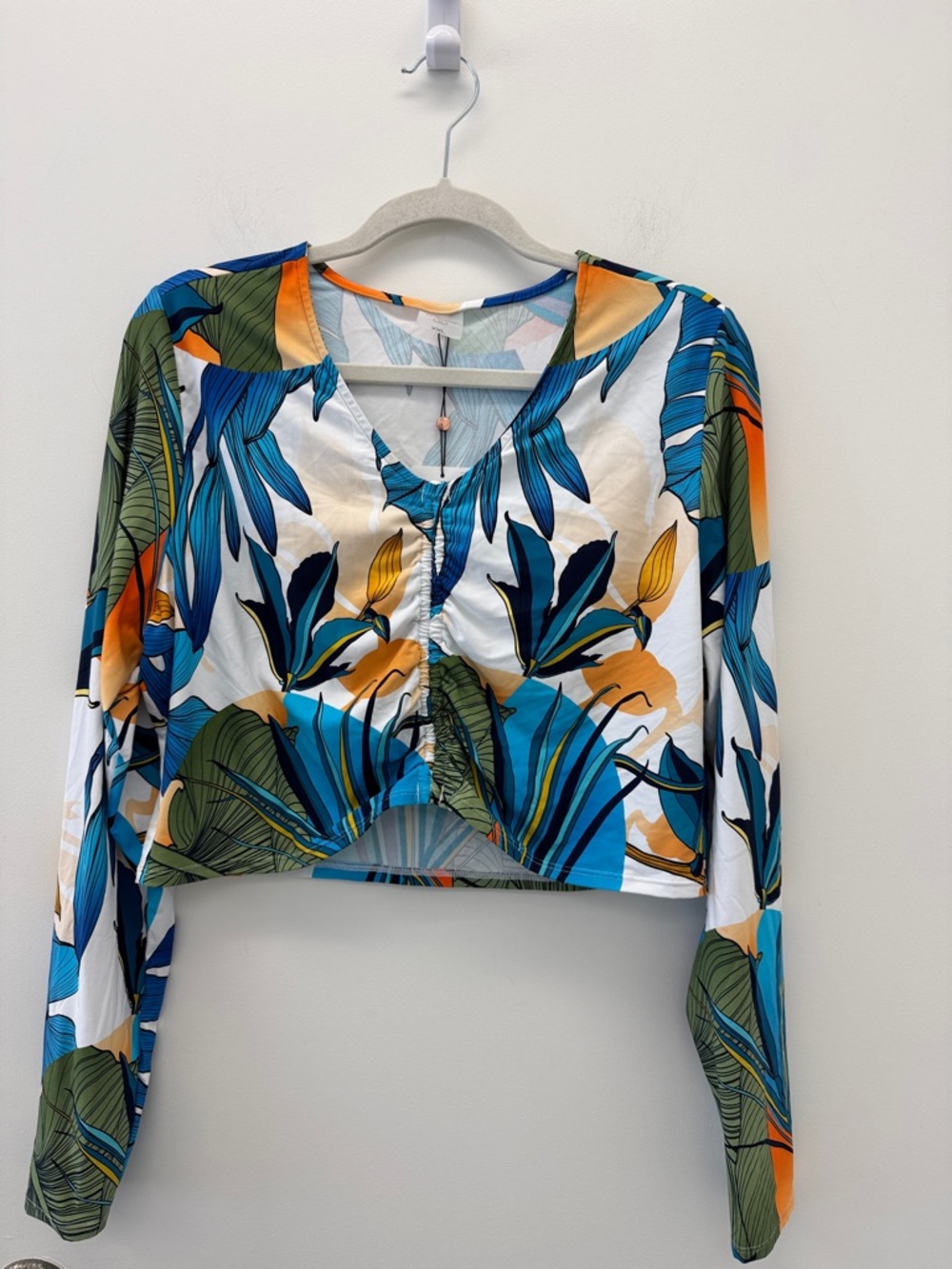 CALIA by Carrie Underwood Tropical V-Neck Crop Coverup Size XXL